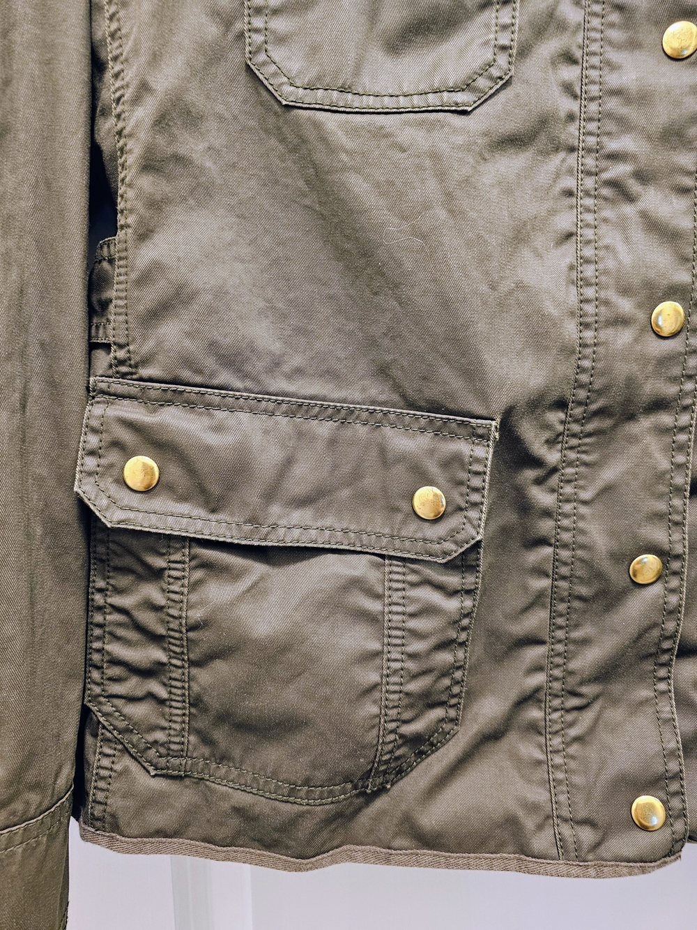 J.Crew Downtown Field Jacket XL Olive Green Utility Barn Coat 100% Cotton - Picture 6 of 9